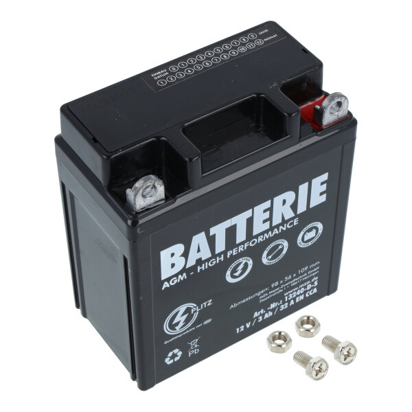 Batterie AGM 12V 3,0 AH passend für KR51 SR4
